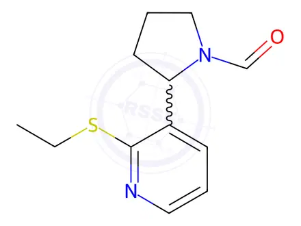 Chemical structure of 2-(2-(Ethylthio)pyridin-3-yl)pyrrolidine-1-carbaldehyde