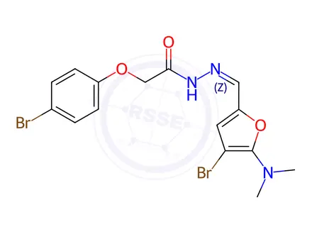 Chemical structure of Acetic acid, (4-bromophenoxy)-, [[4-bromo-5-(dimethylamino)-2-furanyl]methylene]hydrazide (9CI)