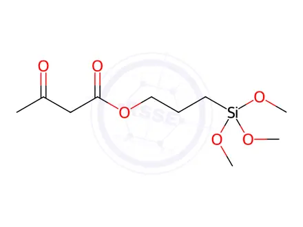 Chemical structure of Butanoic acid, 3-oxo-, 3-(trimethoxysilyl)propyl ester