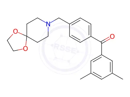 Chemical structure of (4-((1,4-Dioxa-8-azaspiro[4.5]Decan-8-yl)methyl)phenyl)(3,5-dimethylphenyl)methanone