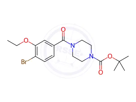 Chemical structure of 1-Piperazinecarboxylic acid, 4-(4-bromo-3-ethoxybenzoyl)-, 1,1-dimethylethyl ester