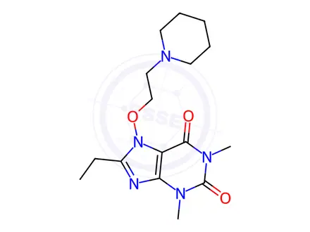Chemical structure of Theophylline, 8-ethyl-7-(2-piperidinoethoxy)-