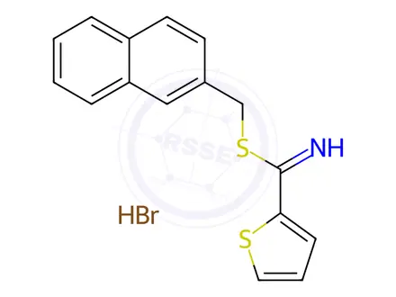 Chemical structure of Naphthalen-2-ylmethyl Thiophene-2-carbimidothioate Hydrobromide