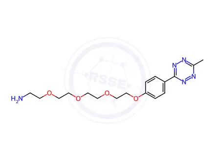 Chemical structure of 2-(2-(2-(2-(4-(6-methyl-1,2,4,5-tetrazin-3-yl)phenoxy)ethoxy)ethoxy)ethoxy)ethan-1-amine