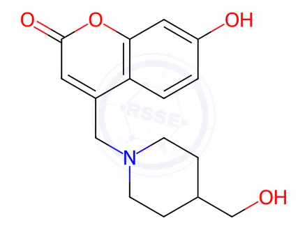 Chemical structure of 7-Hydroxy-4-((4-(hydroxymethyl)piperidin-1-yl)methyl)-2H-chromen-2-one