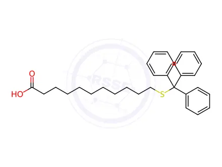 Chemical structure of 11-Tritylmercapto-undecanoic acid