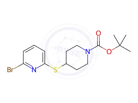 Chemical structure of tert-Butyl 4-((6-bromopyridin-2-yl)thio)piperidine-1-carboxylate