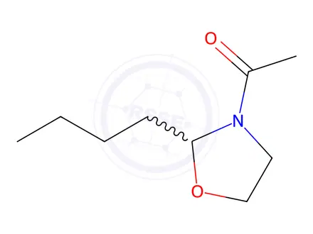 Chemical structure of Oxazolidine, 3-acetyl-2-butyl-(9CI)