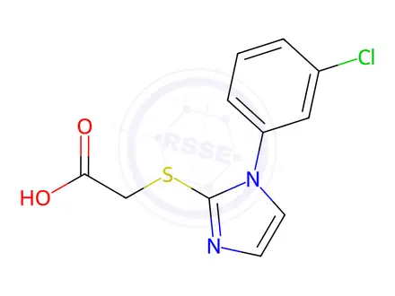 Chemical structure of {[1-(3-chlorophenyl)-1H-imidazol-2-yl]thio}acetic acid