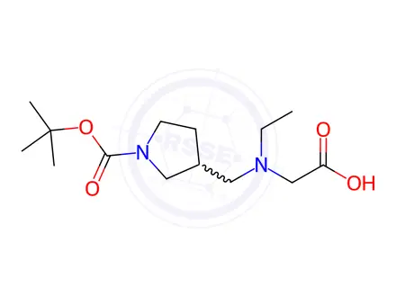 Chemical structure of 2-(((1-(tert-Butoxycarbonyl)pyrrolidin-3-yl)methyl)(ethyl)amino)acetic acid