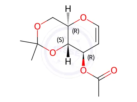 Chemical structure of (4aR,8R,8aS)-2,2-Dimethyl-4,4a,8,8a-tetrahydropyrano[3,2-d][1,3]dioxin-8-yl acetate