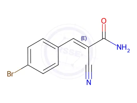 Chemical structure of (E)-3-(4-bromophenyl)-2-cyanoacrylamide