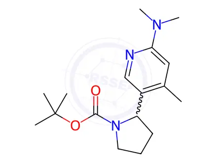 Chemical structure of tert-Butyl 2-(6-(dimethylamino)-4-methylpyridin-3-yl)pyrrolidine-1-carboxylate