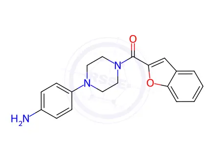 Chemical structure of (4-(4-Aminophenyl)piperazin-1-yl)(benzofuran-2-yl)methanone