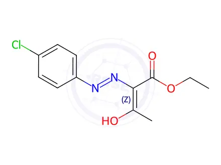 Chemical structure of Butanoic acid, 2-[2-(4-chlorophenyl)hydrazinylidene]-3-oxo-, ethyl ester