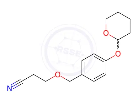 Chemical structure of 3-{[4-(Tetrahydro-2H-pyran-2-yloxy)benzyl]oxy}propanenitrile