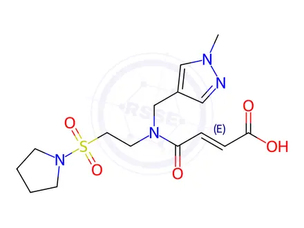 Chemical structure of (2E)-4-{[(1-Methyl-1H-pyrazol-4-yl)methyl][2-(pyrrolidin-1-ylsulfonyl)ethyl]amino}-4-oxobut-2-enoic acid