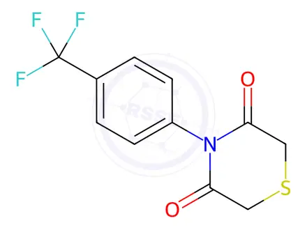 Chemical structure of 4-[4-(trifluoromethyl)phenyl]-3,5-thiomorpholinedione