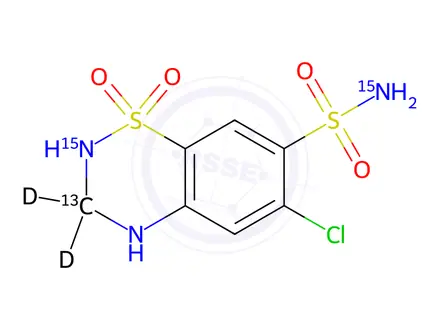 Chemical structure of Hydrochlorothiazide-13C,15N2,d2