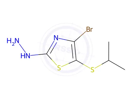Chemical structure of 4-Bromo-2-hydrazinyl-5-(isopropylthio)thiazole