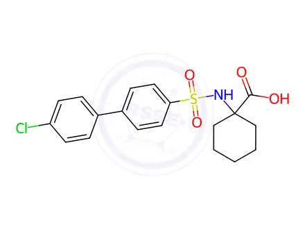 Chemical structure of 1-((4-Chloro-[1,1-biphenyl])-4-sulfonamido)cyclohexane-1-carboxylic acid