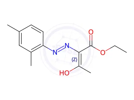 Chemical structure of Butyric acid, 2,3-dioxo-, ethyl ester, 2-(2,4-xylylhydrazone)