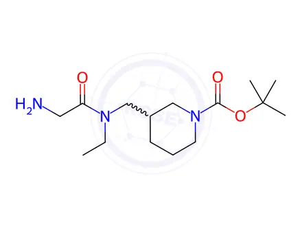Chemical structure of tert-Butyl 3-((2-amino-N-ethylacetamido)methyl)piperidine-1-carboxylate
