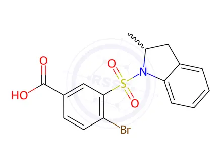 Chemical structure of 4-Bromo-3-((2-methylindolin-1-yl)sulfonyl)benzoic acid