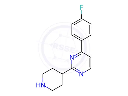 Chemical structure of 4-(4-fluorophenyl)-2-(piperidin-4-yl)pyrimidine dihydrochloride