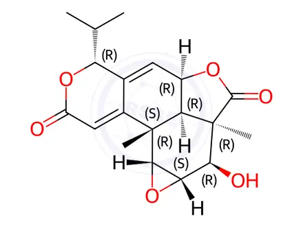 Chemical structure of (1aR)-1aβ,2a,4aβ,4bβ,6,8,9b,9cβ-Octahydro-2β-hydroxy-2aβ,9bα-dimethyl-6β-isopropyl-2H,3H-furo[2',3',4':4,5]oxireno[7,8]naphtho[2,1-c]pyran-3,8-dione
