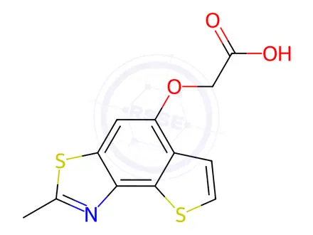 Chemical structure of [(2-methylthieno[2,3-e][1,3]benzothiazol-5-yl)oxy]acetic acid