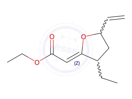 Chemical structure of Acetic acid, (5-ethenyl-3-ethyldihydro-2(3H)-furanylidene)-, ethyl ester, (2Z)-(9CI)