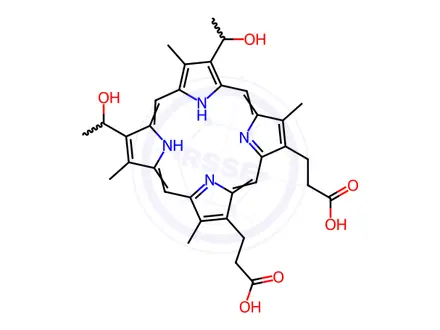 Chemical structure of Hemoporfin Impurity 1 (Hematoporphyrin)
