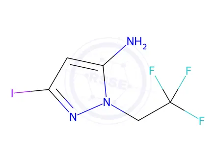 Chemical structure of 3-iodo-1-(2,2,2-trifluoroethyl)-1H-pyrazol-5-amine