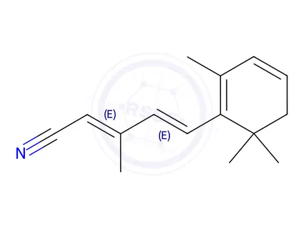 Chemical structure of (2E,4E)-3-Methyl-5-(2,6,6-trimethyl-1,3-cyclohexadien-1-yl)-2,4-pentadienenitrile