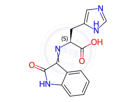 Chemical structure of L-Histidine, N-(1,2-dihydro-2-oxo-3H-indol-3-ylidene)-