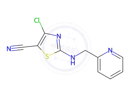 Chemical structure of 4-Chloro-2-{[(pyridin-2-yl)methyl]amino}-1,3-thiazole-5-carbonitrile