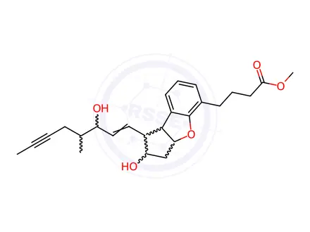 Chemical structure of methyl 4-(2-hydroxy-1-(3-hydroxy-4-methyloct-1-en-6-yn-1-yl)-2,3,3a,8b-tetrahydro-1H-cyclopenta[b]benzofuran-5-yl)butanoate