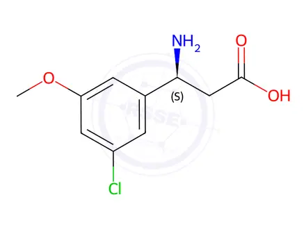 Chemical structure of (S)-3-amino-3-(3-chloro-5-methoxyphenyl)propanoic acid hydrochloride