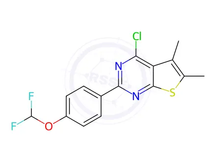 Chemical structure of 4-Chloro-2-[4-(difluoromethoxy)phenyl]-5,6-dimethylthieno[2,3-d]pyrimidine