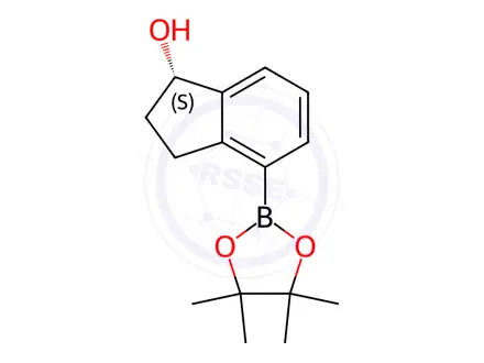 Chemical structure of (S)-4-(4,4,5,5-Tetramethyl-1,3,2-dioxaborolan-2-yl)-2,3-dihydro-1H-inden-1-ol