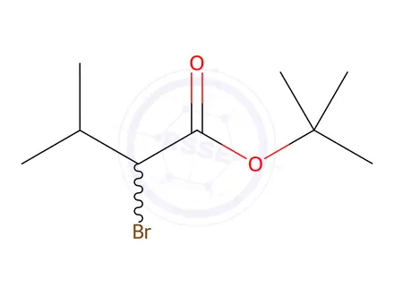 Chemical structure of Butanoic acid, 2-bromo-3-methyl-, 1,1-dimethylethyl ester
