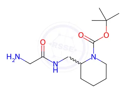 Chemical structure of tert-Butyl 2-((2-aminoacetamido)methyl)piperidine-1-carboxylate
