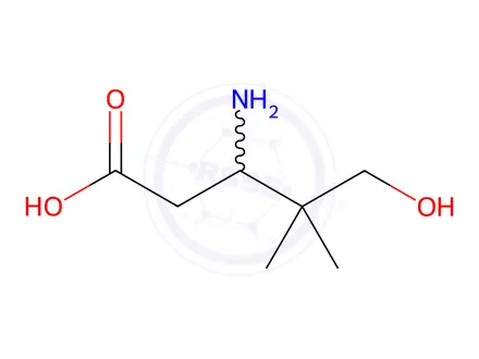 Chemical structure of Pentanoic acid, 3-amino-5-hydroxy-4,4-dimethyl-