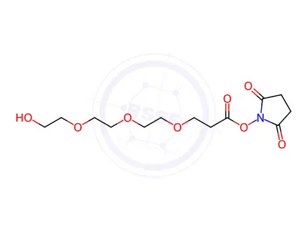 Chemical structure of 2,5-Dioxopyrrolidin-1-yl 3-(2-(2-(2-hydroxyethoxy)ethoxy)ethoxy)propanoate