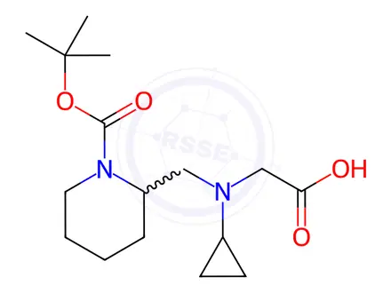 Chemical structure of 2-(((1-(tert-Butoxycarbonyl)piperidin-2-yl)methyl)(cyclopropyl)amino)acetic acid
