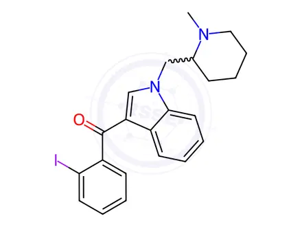 Chemical structure of (2-Iodophenyl)(1-((1-methylpiperidin-2-yl)methyl)-1H-indol-3-yl)methanone