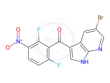 Chemical structure of (5-Bromo-1H-pyrrolo[2,3-b]pyridin-3-yl)(2,6-difluoro-3-nitrophenyl)methanone