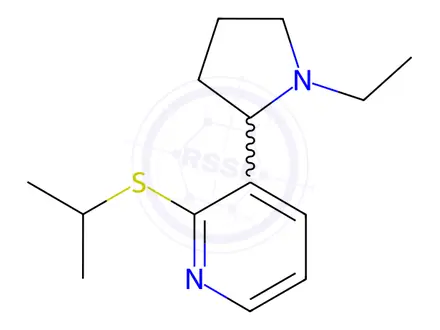 Chemical structure of 3-(1-Ethylpyrrolidin-2-yl)-2-(isopropylthio)pyridine