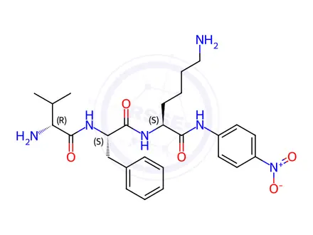 Chemical structure of (S)-6-Amino-2-((S)-2-((R)-2-amino-3-methylbutanamido)-3-phenylpropanamido)-N-(4-nitrophenyl)hexanamide dihydrochloride